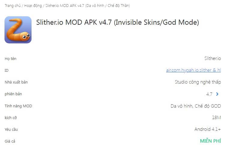 Slither.io MOD APK v4.7 (Invisible Skins, God Mode)