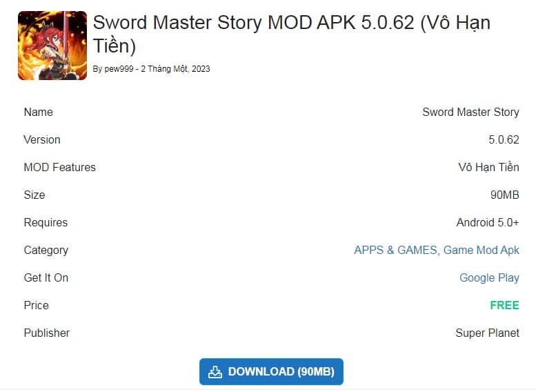 Sword Master Story MOD APK 5.0.62 (Vô Hạn Tiền)
