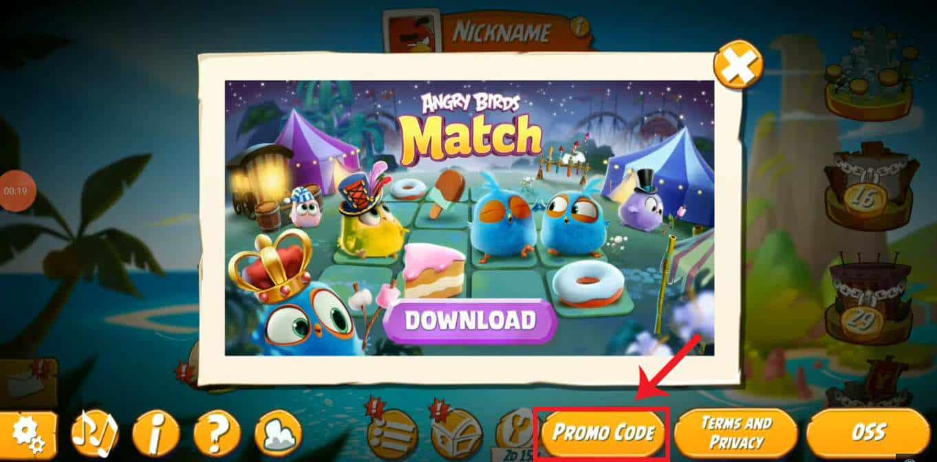 Cách nhập giftcode Angry Birds 2 - bước 2