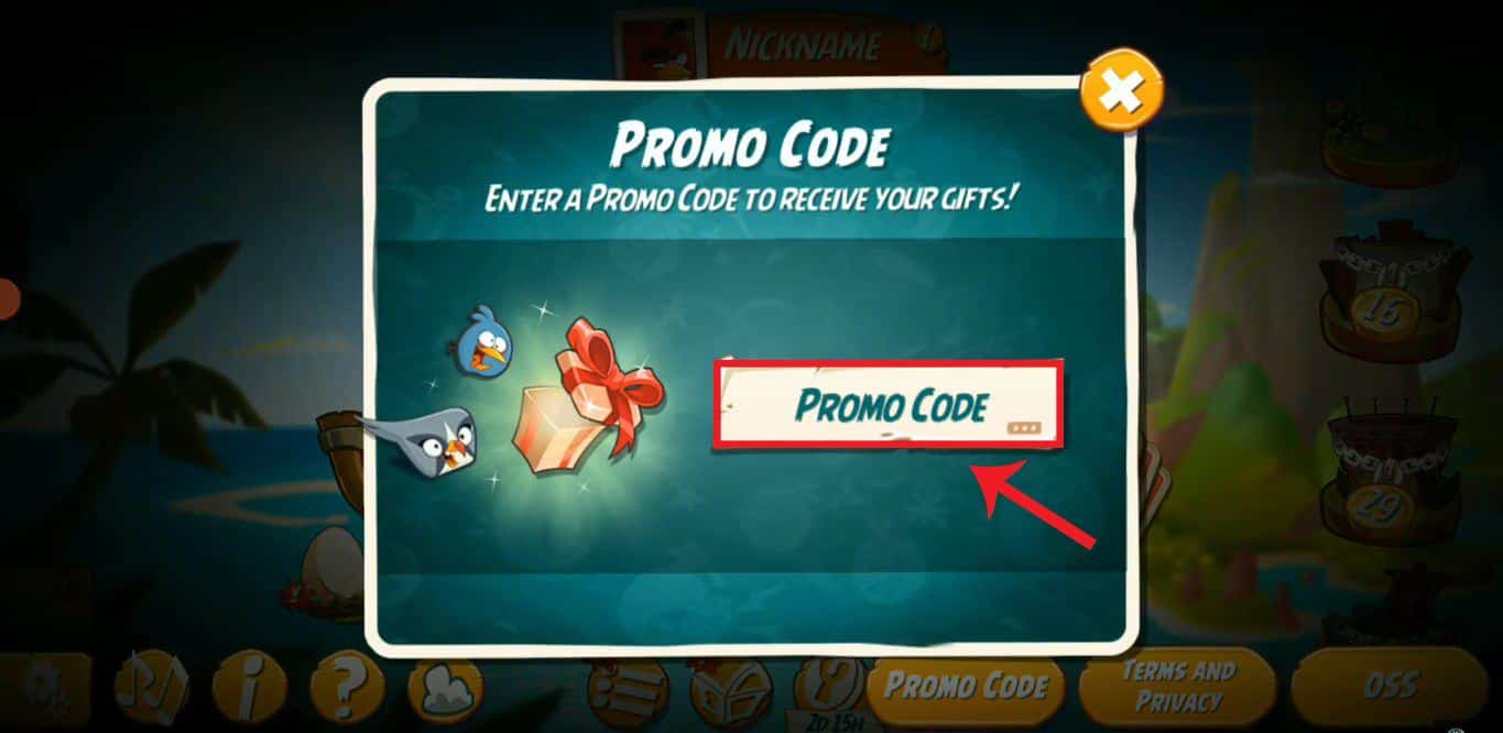 Cách nhập giftcode Angry Birds 2 - bước 3