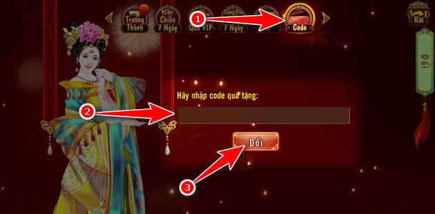 Cách nhập giftcode Ngôi Sao Hoàng Cung - bước 2