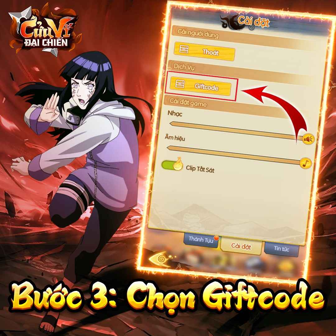 Cách nhập giftcode Ninja Truyền Thuyết - bước 3