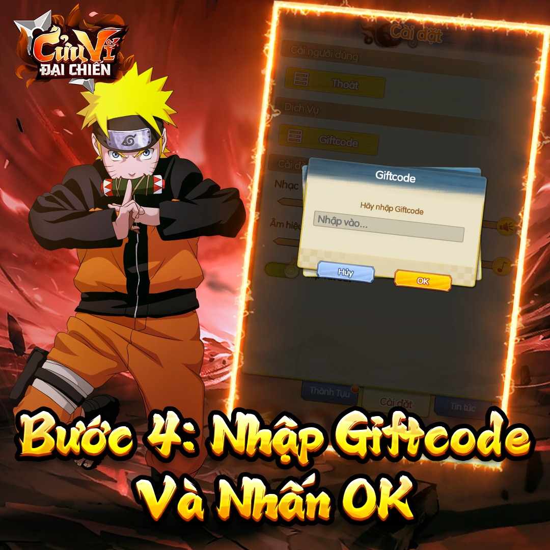 Cách nhập giftcode Ninja Truyền Thuyết - bước 4