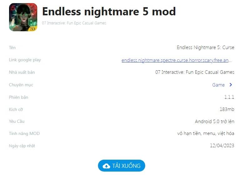 Endless Nightmare 5 Mod v1.1.1
