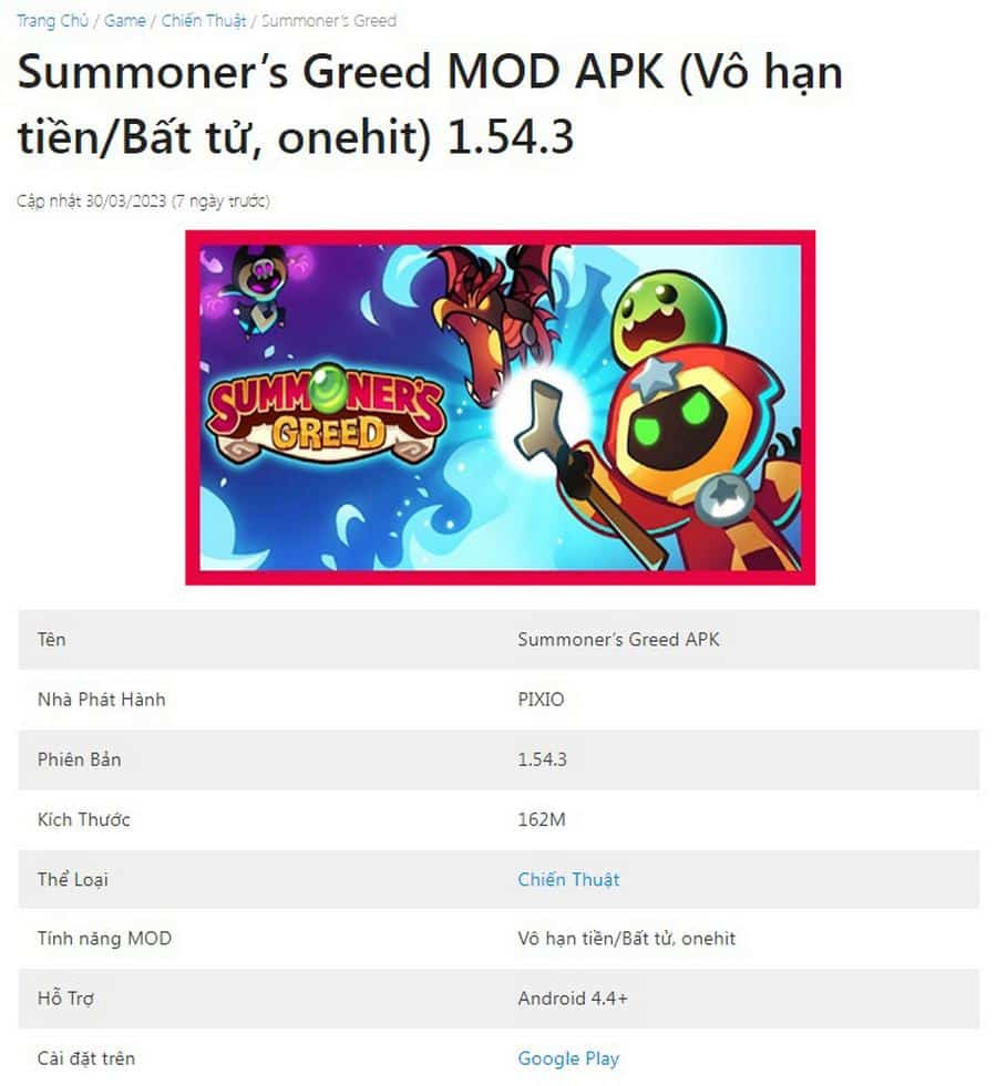 Summoner’s Greed MOD APK v1.54.3 (Vô Hạn Tiền, Bất Tử, Onehit)