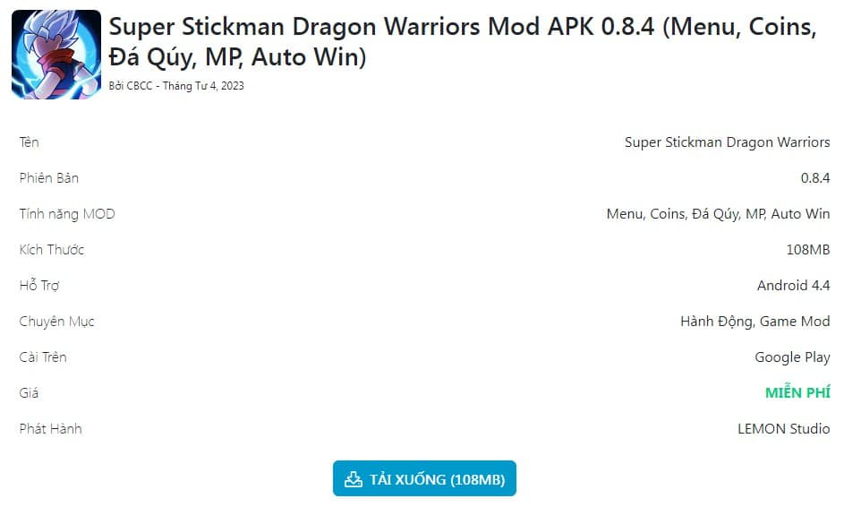 Super Stickman Dragon Warriors Mod APK v0.8.4