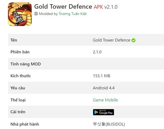 Cách Hack Gold Tower Defence Vô Hạn Tiền