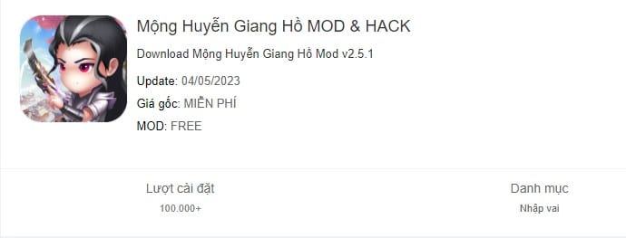 Hack Game Mộng Huyễn Giang Hồ MOD v2.5.1