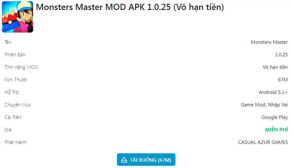 Monsters Master Saga MOD APK v1.0.25