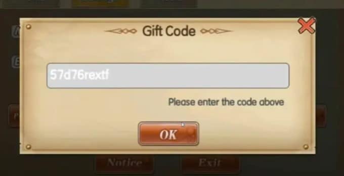 Nhập mã vào ô “Enter Gift Code”