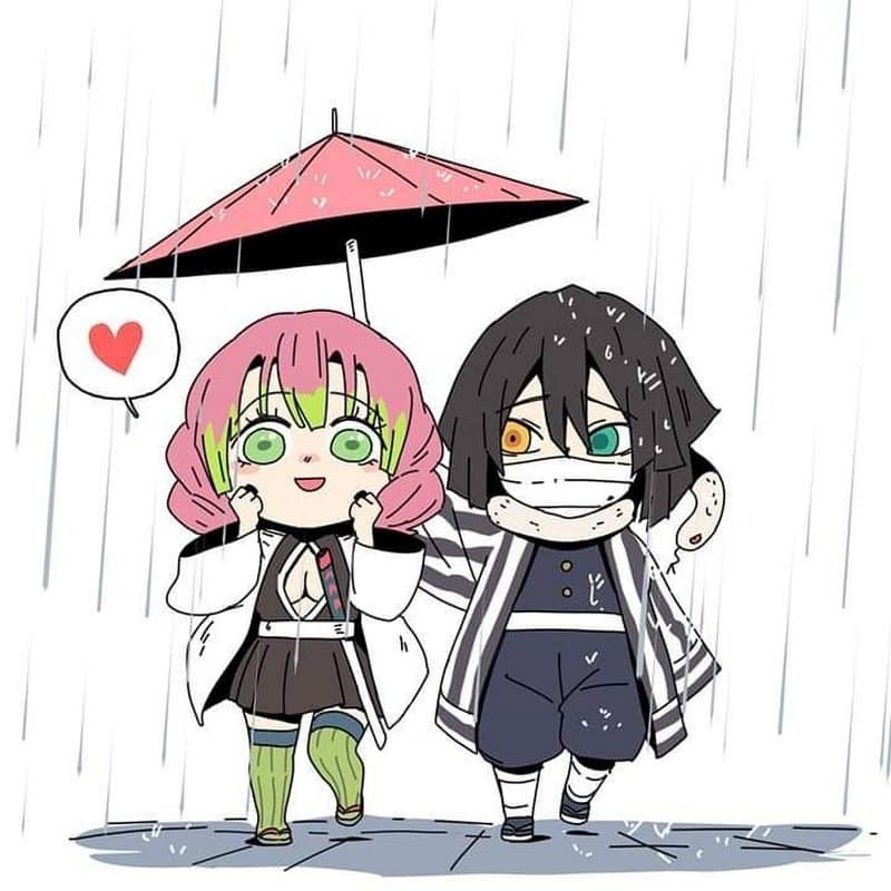 Ảnh Iguro Obanai & Kanroji Mitsuri chibi