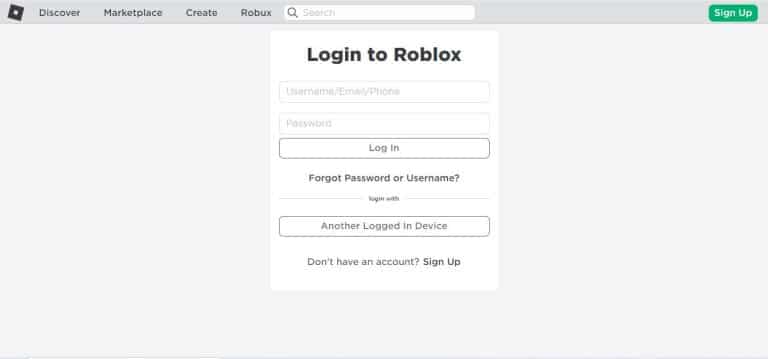 Nhập thông tin tài khoản để đăng nhập Roblox