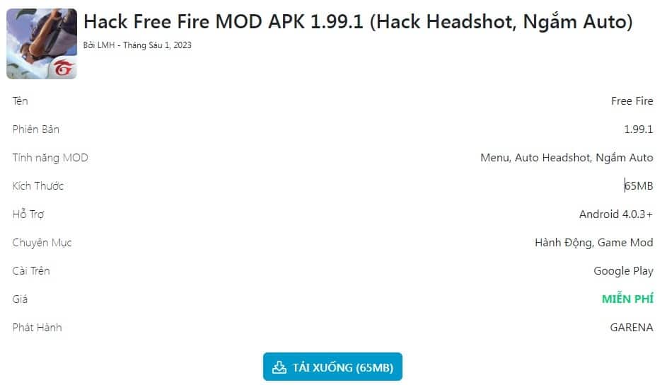 Cách Hack FF Bắn Full Đỏ - MOD APK 1.99.1