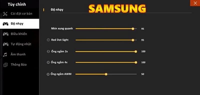 Chỉnh Độ Nhạy FF Samsung A11