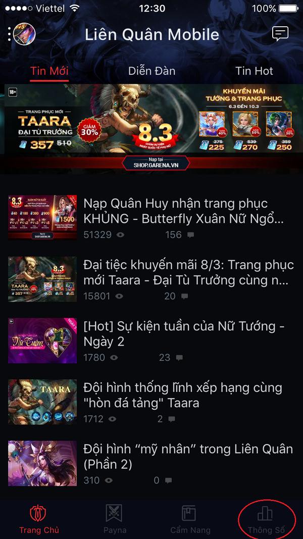 Mở ứng dụng Garena Mobile