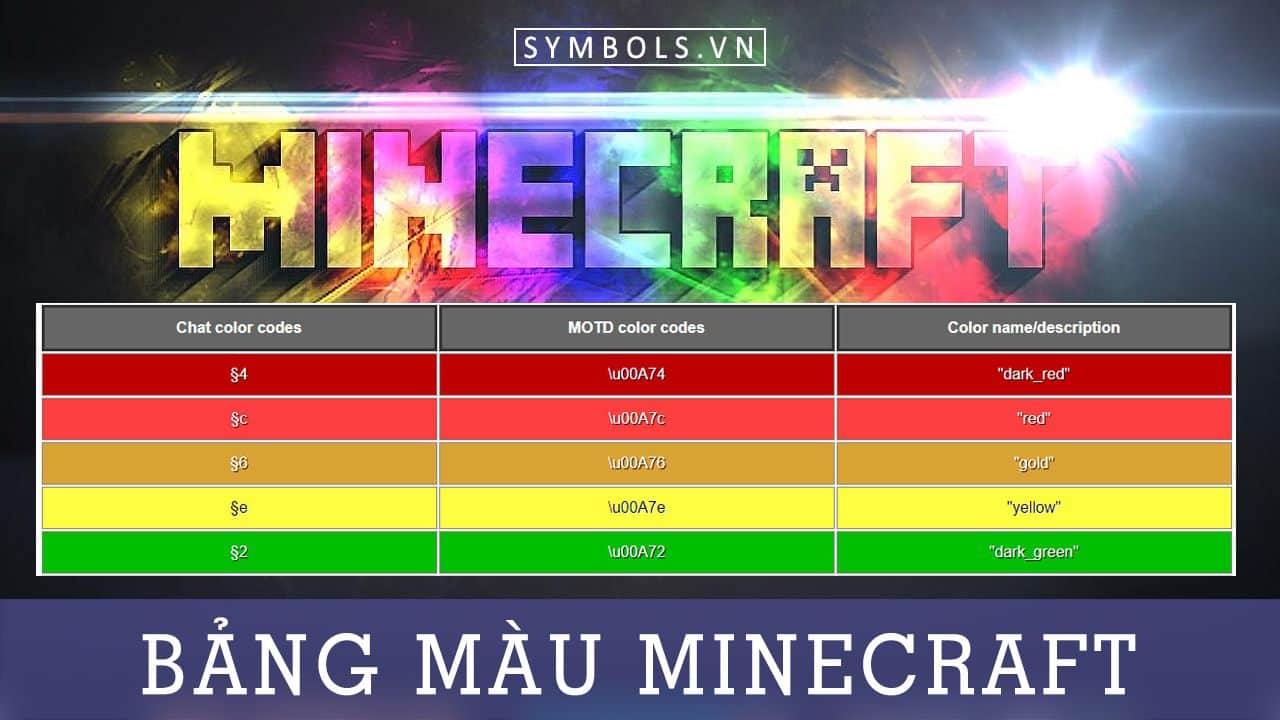 Bảng Màu Minecraft