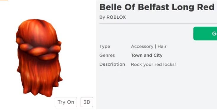 Belle Of Belfast Long Red Hair