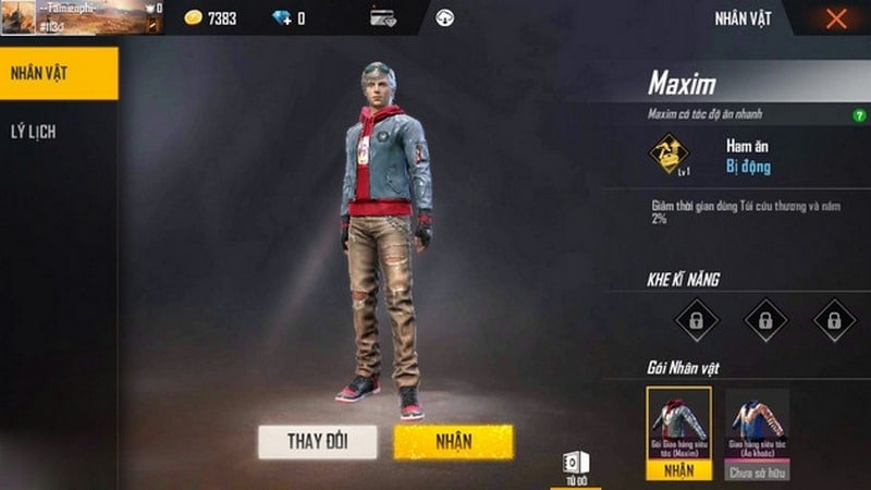 Hình Maxim Free Fire trong game