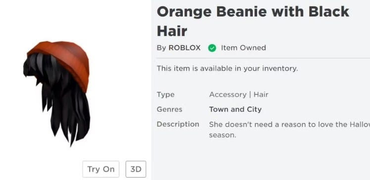 Orange Beanie With Black Hair