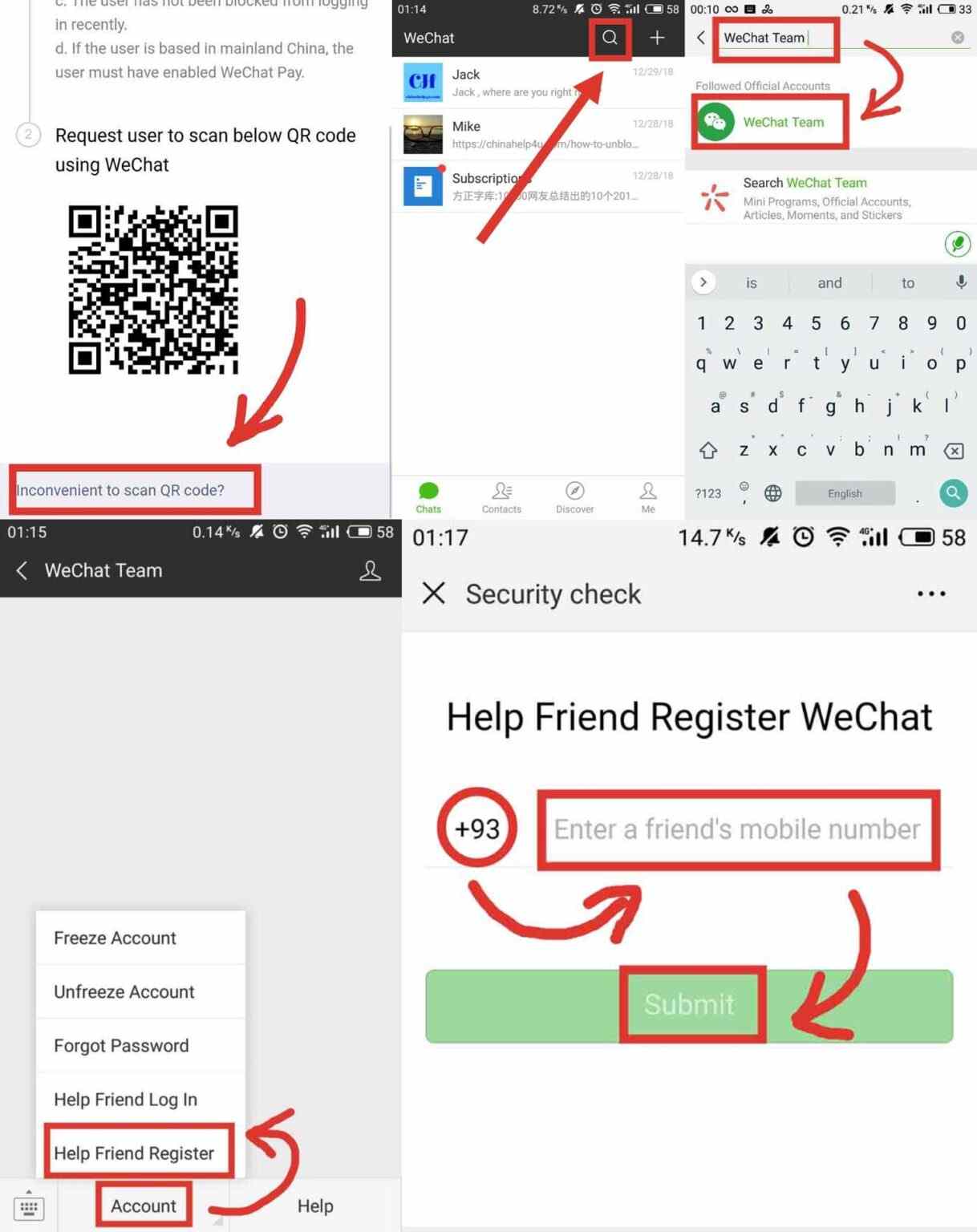 Sử dụng WeChat Team để hoàn tất xác minh