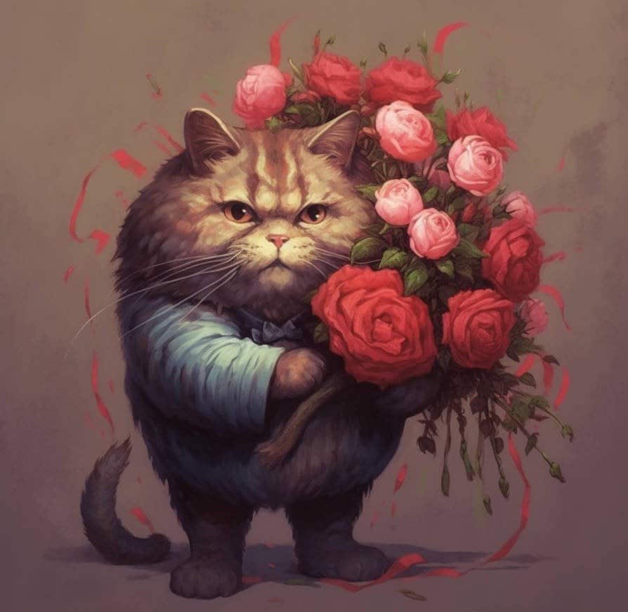 Ảnh mèo tặng hoa bá đạo đẹp nhất