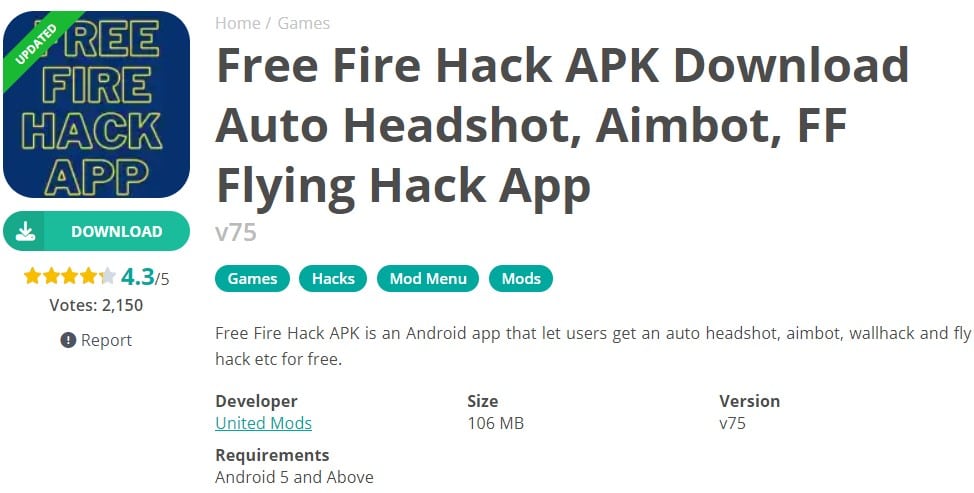 Free Fire Hack APK v75