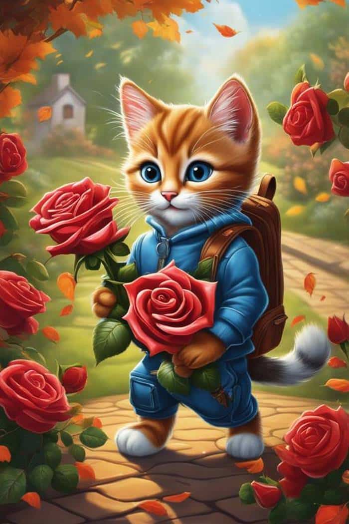 Những hình ảnh con mèo tặng hoa dễ thương nhất