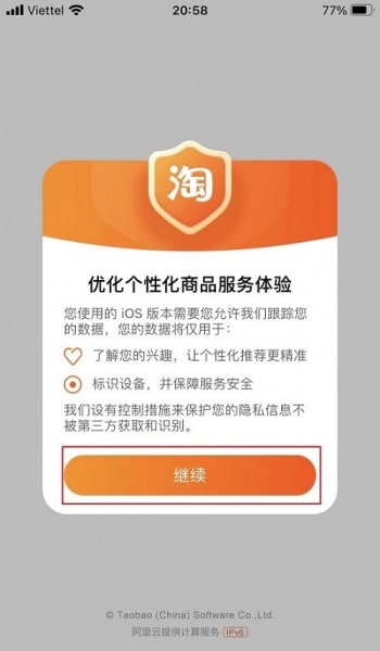Tiếp tục nhấn vào ô màu cam nếu dùng iOS