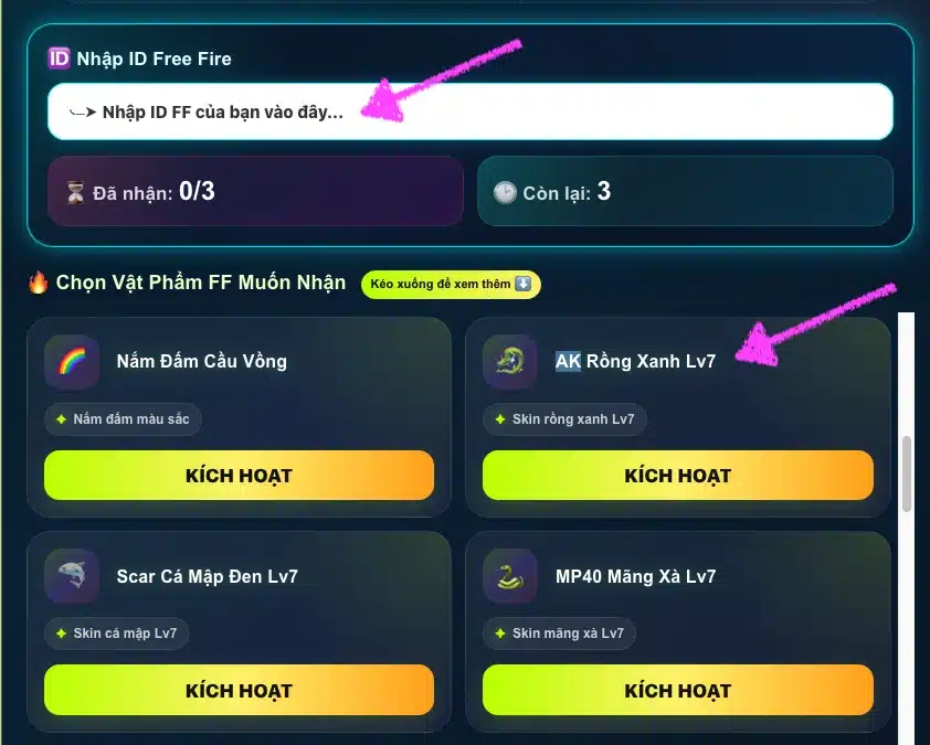 Cách nhận AK Rồng Xanh LV7
