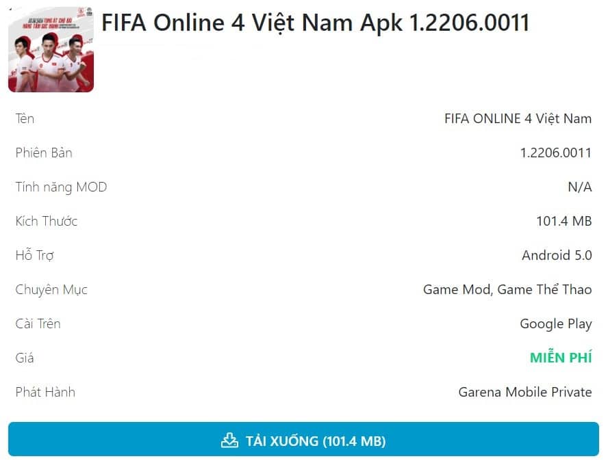 FIFA Online 4 Việt Nam Apk 1.2206.0011 Mod