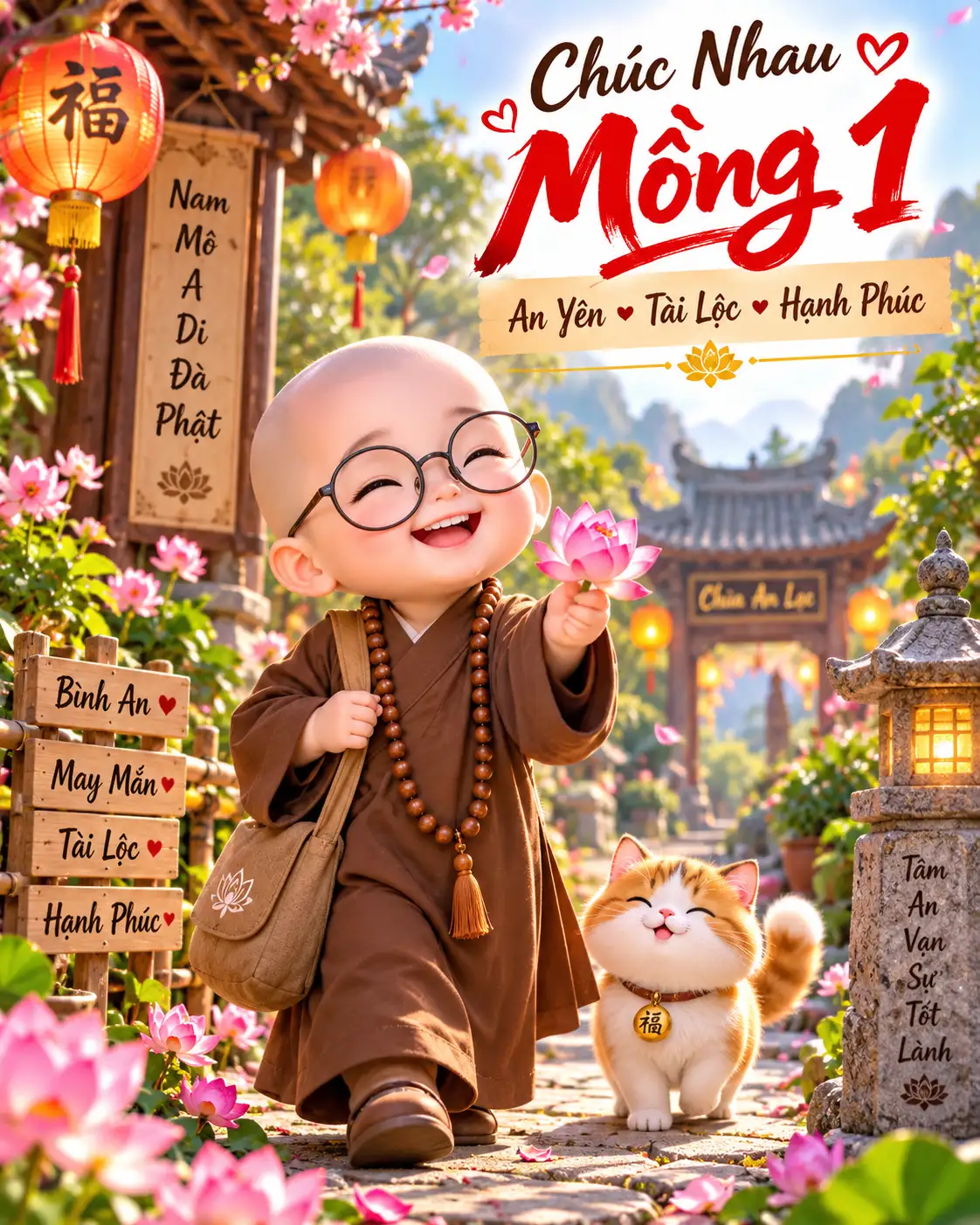 Hình ảnh chúc ngày mùng 1 đầu tháng tài lộc, hạnh phúc