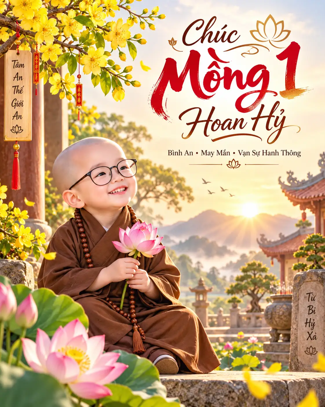 Hình ảnh lời chúc mùng 1 đầu tháng hoan hỷ