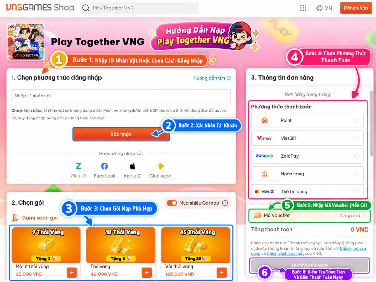 Hướng Dẫn Nạp Thẻ Play Together VNG