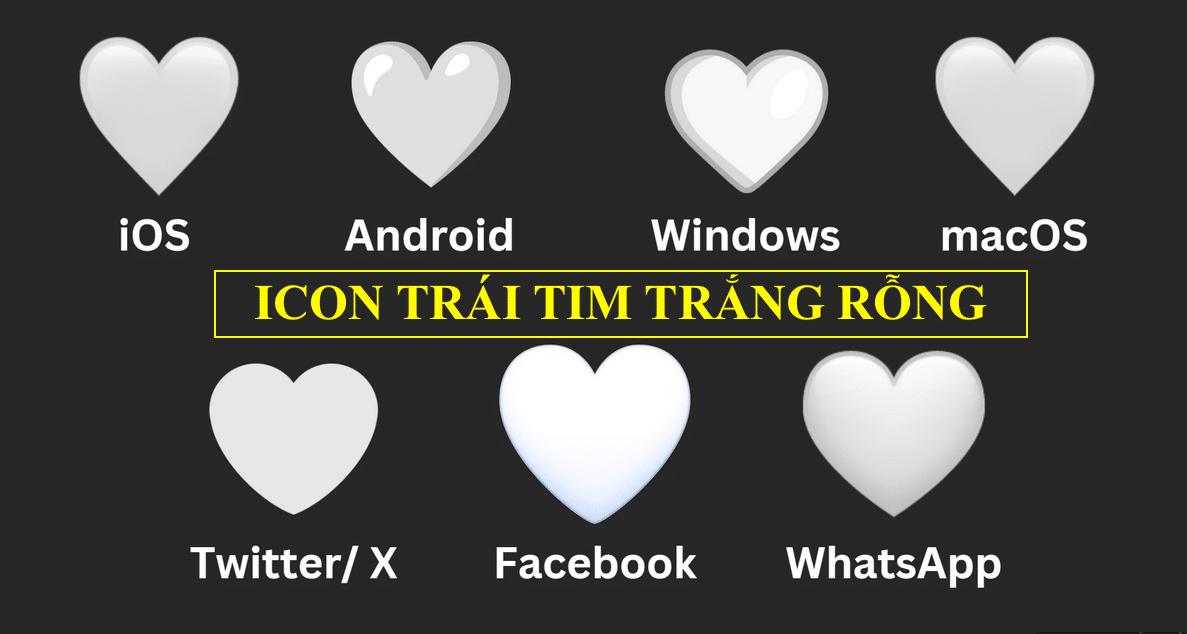 Icon Trái Tim Trắng Rỗng
