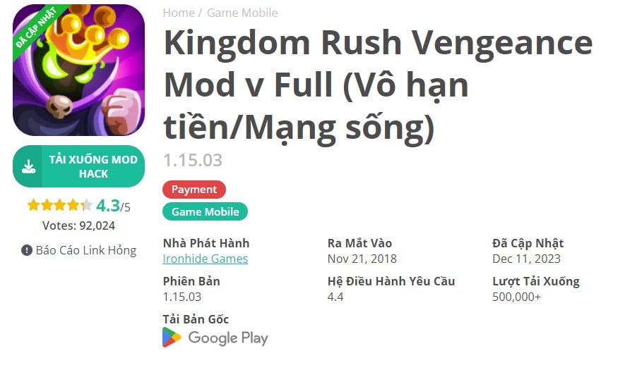 Kingdom Rush Vengeance Mod v1.15.03