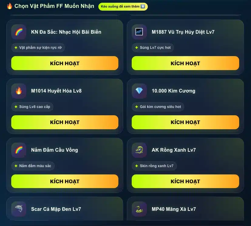 Nhận Vật Phẩm FF