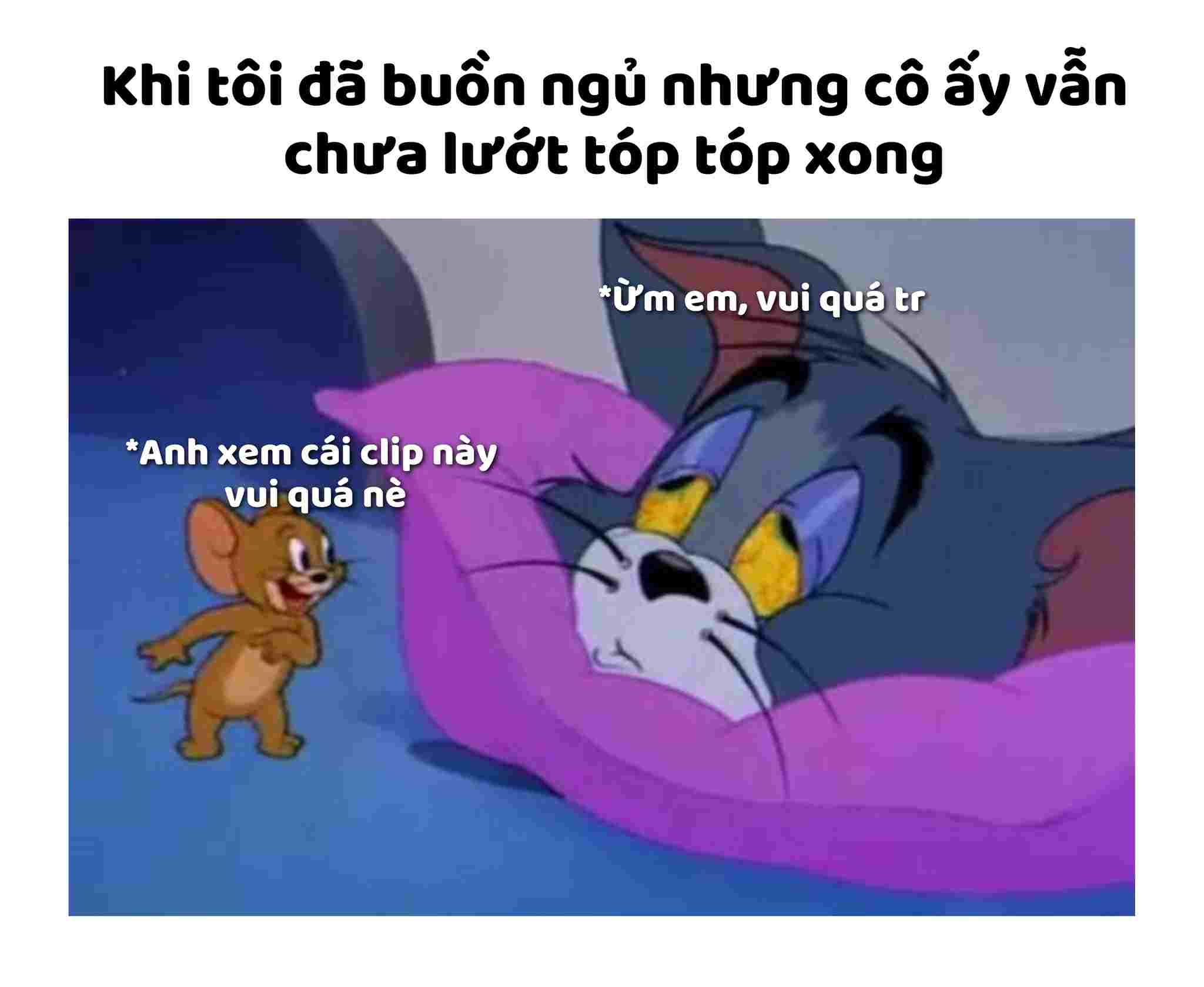 Những hình ảnh buồn ngủ hài hước chế Tom và Jerry
