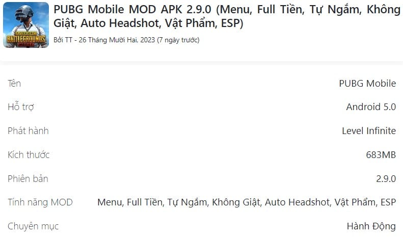 PUBG Mobile MOD APK 2.9.0