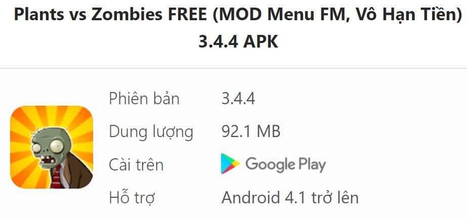 Plants vs Zombies FREE MOD 3.4.4 APK