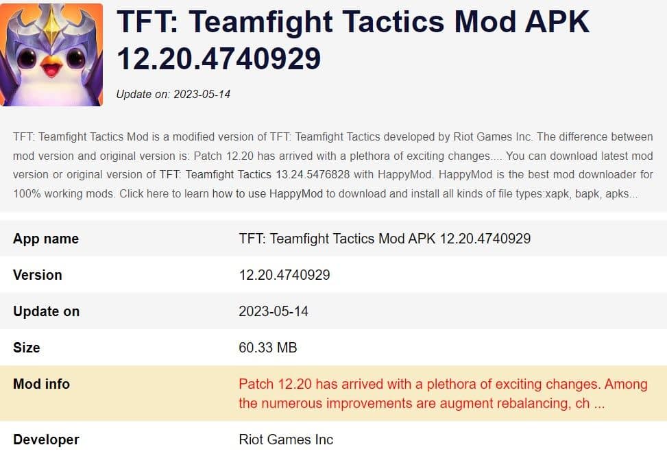TFT Teamfight Tactics Mod APK 12.20.4740929