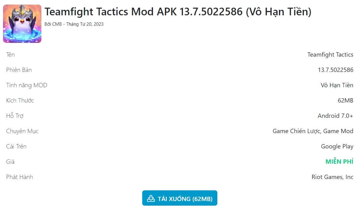 Teamfight Tactics Mod APK 13.7.5022586