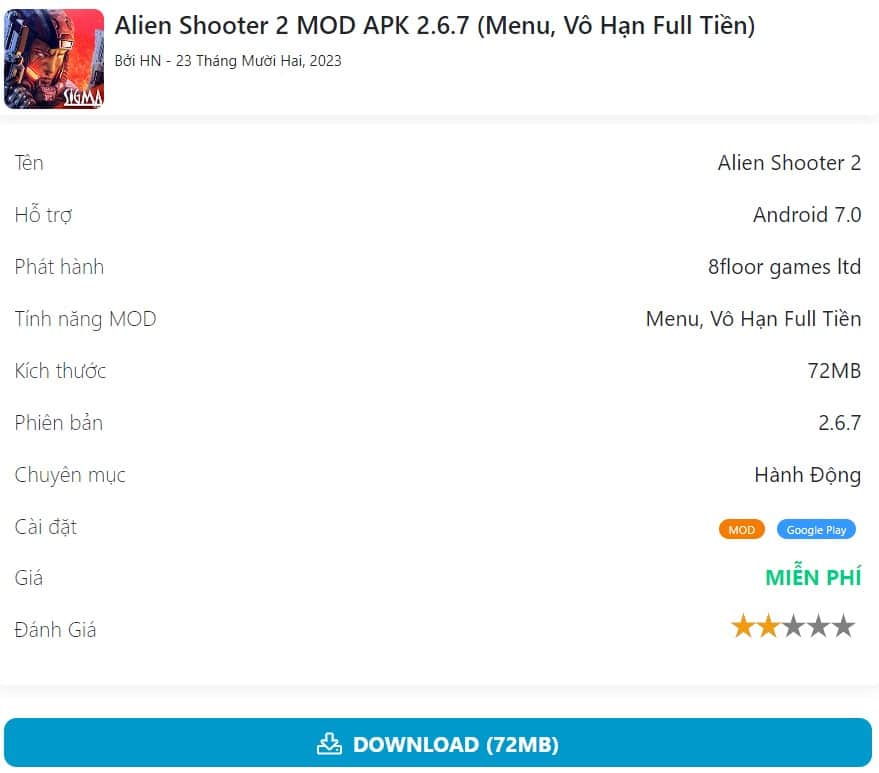 Alien Shooter 2 MOD APK 2.6.7