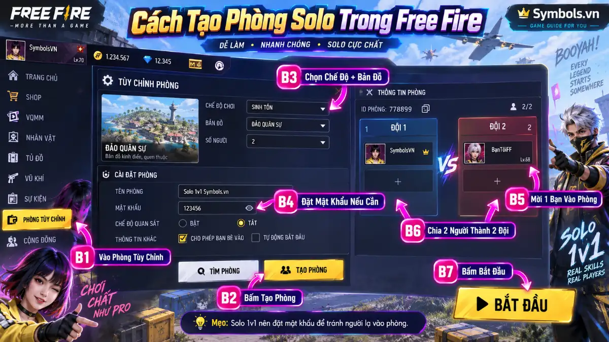 Cách Tạo Phòng Solo Trong Free Fire