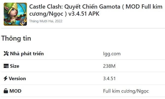 Castle Clash Quyết Chiến Gamota v3.4.51