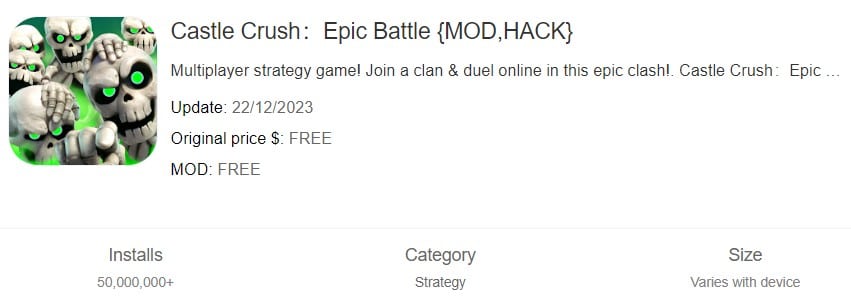 Castle Crush Epic Clash MOD v2.0.11