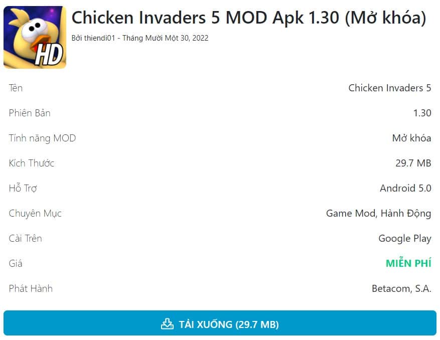 Chicken Invaders 5 MOD Apk 1.30