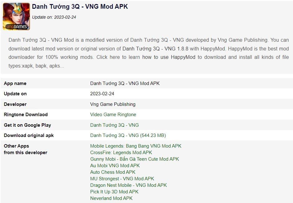 Danh Tướng 3Q - VNG Mod APK 1.8.8