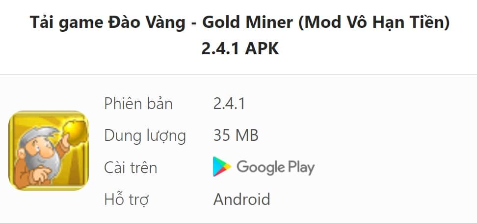 Đào Vàng MOD 2.4.1 APK Gold Miner