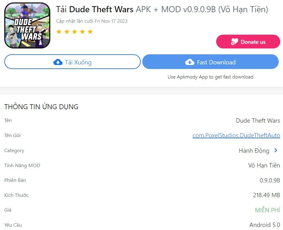 Dude Theft Wars APK + MOD v0.9.0.9B