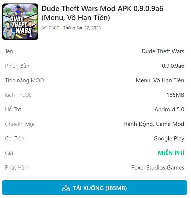 Dude Theft Wars Mod APK 0.9.0.9a6